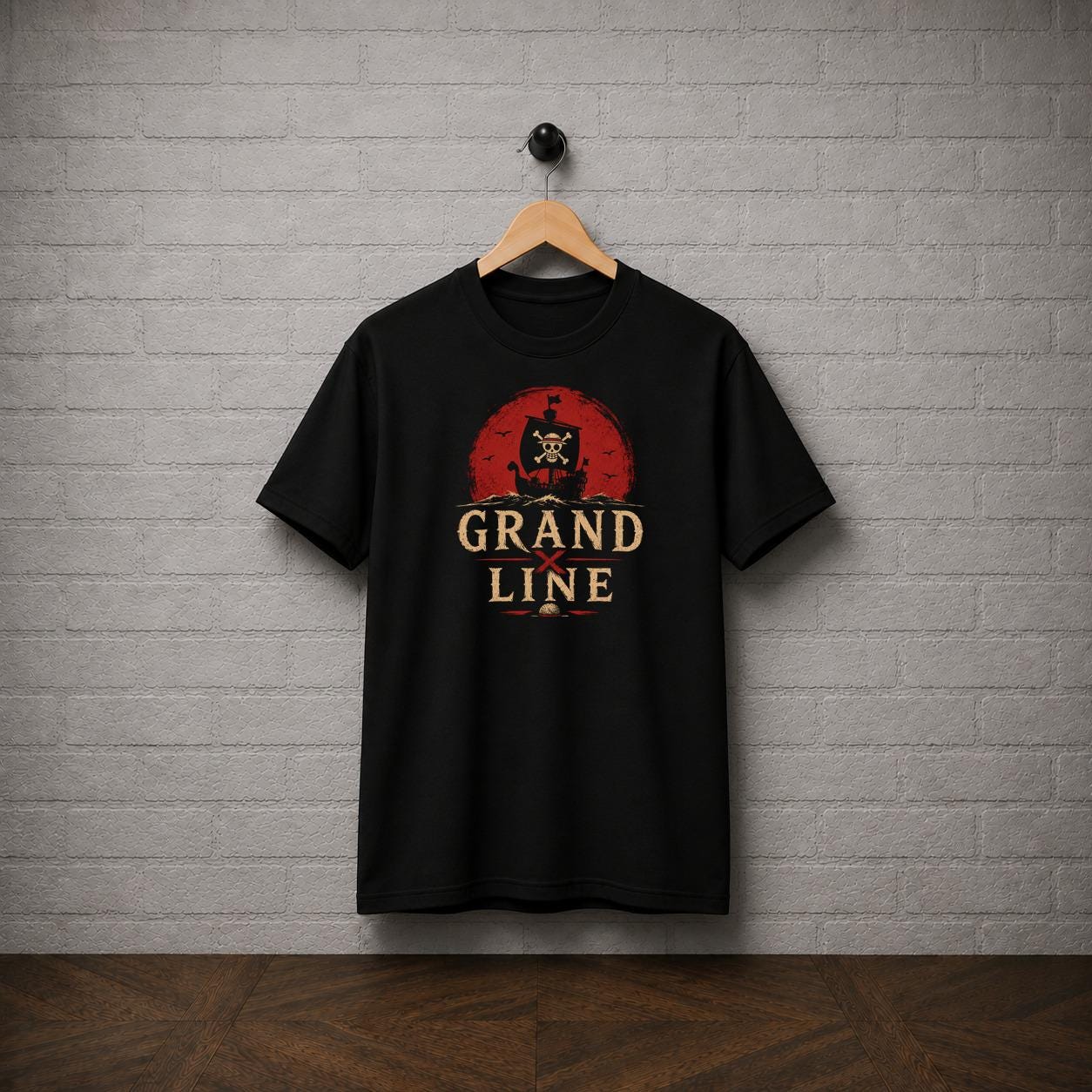Grand Line T-Shirt, One Piece Shirt, Straw Hat Pirates Anime Tee, Pirate Ship Manga Graphic Shirt