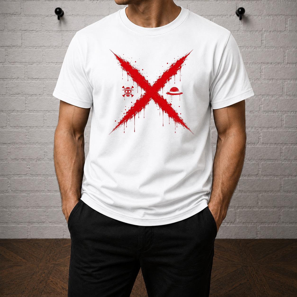 Luffy Scar T-Shirt, One Piece Anime Graphic Tee, Straw Hat Pirate Streetwear