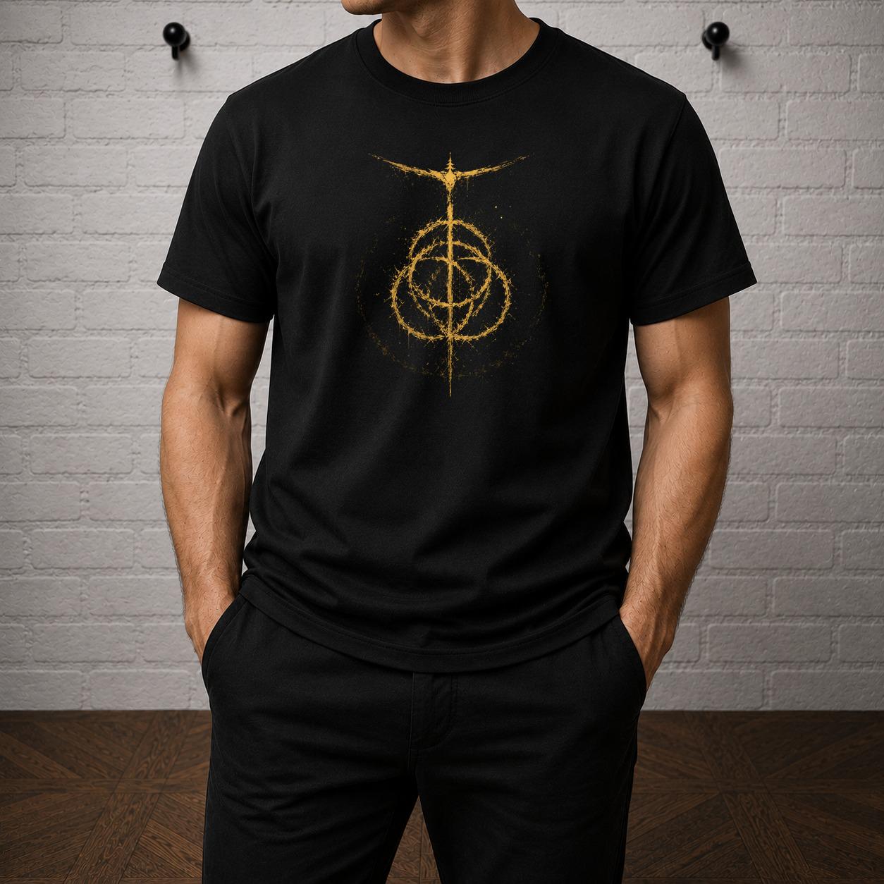 Elden Ring T-Shirt, Golden Order Sigil Shirt, Tarnished Dark Fantasy Tee, Soulslike RPG Graphic Shirt