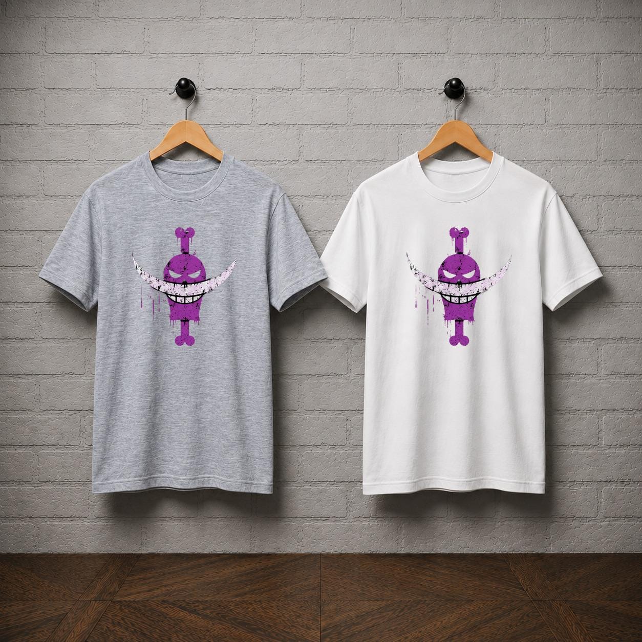 One Piece Whitebeard Pirates Anime T-Shirt, Distressed Jolly Roger Graphic Tee