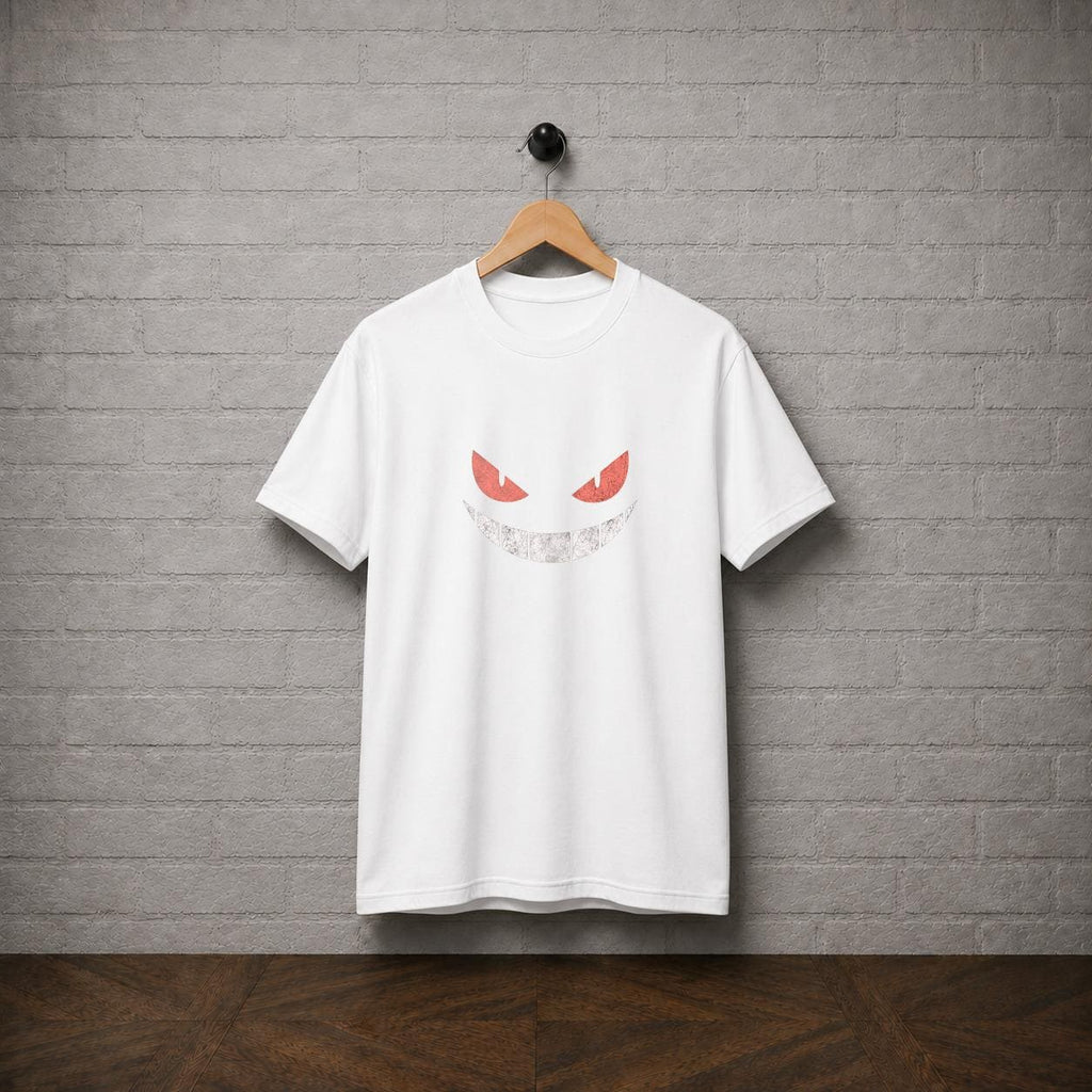 Gengar Ghost Face T-Shirt, Minimalist Anime Gamer Tee