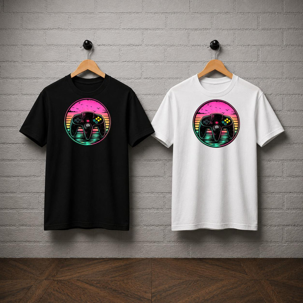 Nintendo 64 Controller T-Shirt, Retro N64 Vaporwave Sunset Gaming Tee