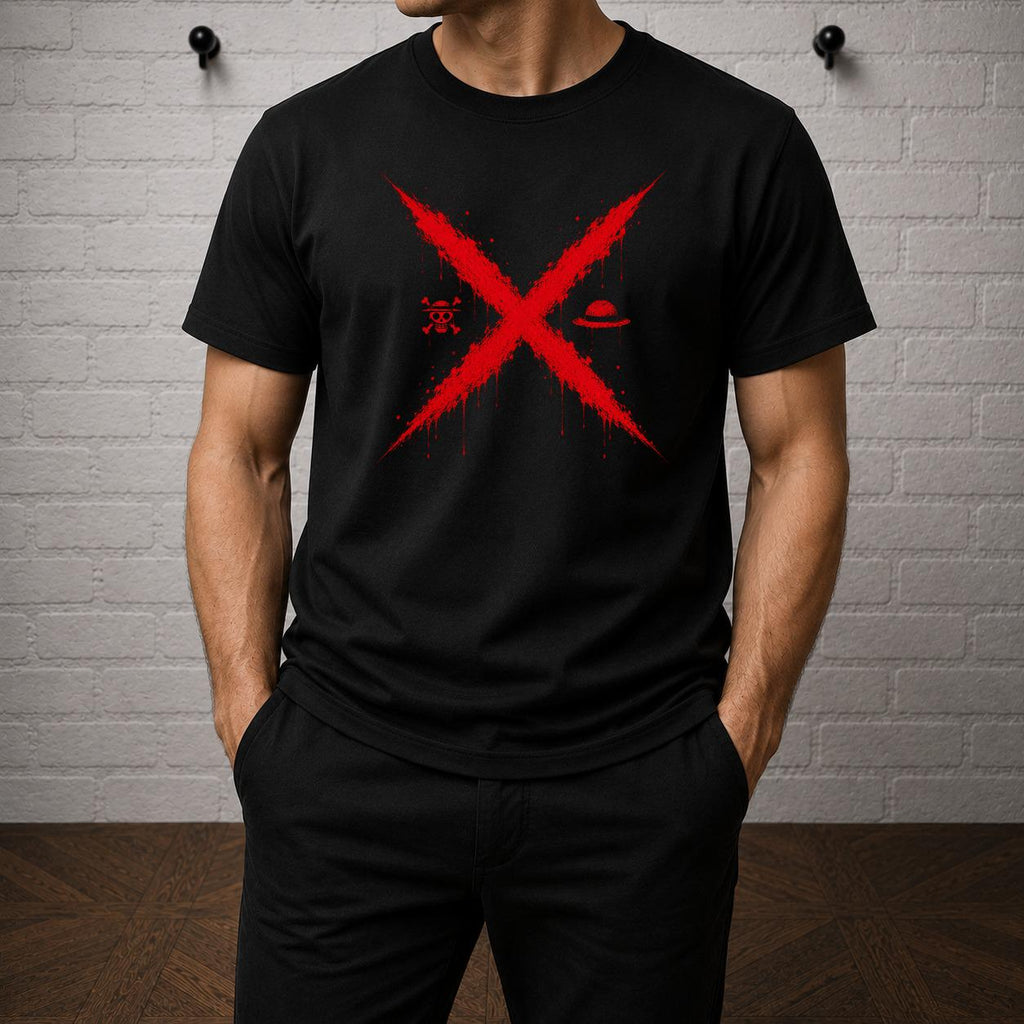 Luffy Scar T-Shirt, One Piece Anime Graphic Tee, Straw Hat Pirate Streetwear