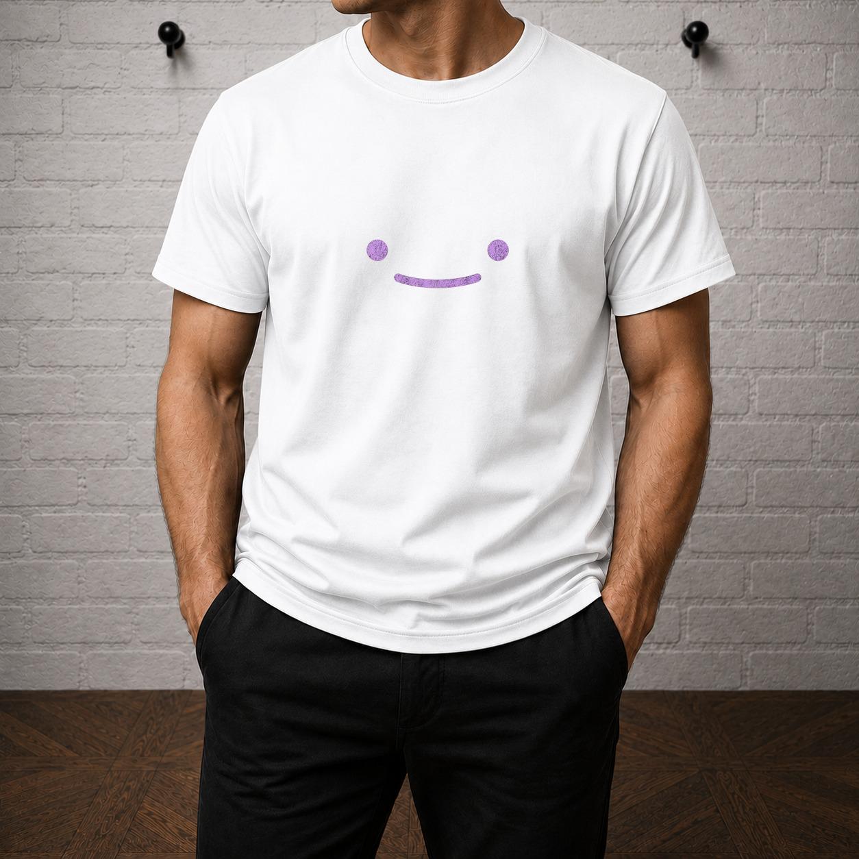 Ditto Inspired Minimalist T-Shirt, Purple Smile Graphic Tee, Anime Gamer Apparel