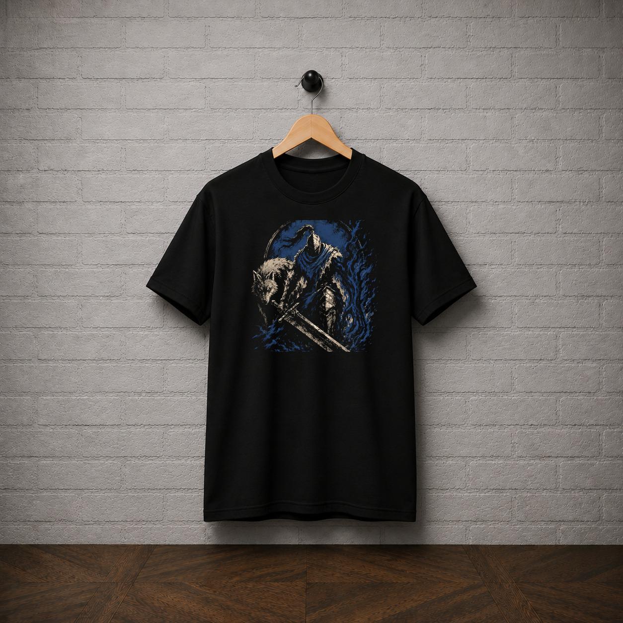 Artorias Sif T-Shirt, Dark Souls Shirt, Knight and Wolf Graphic Tee, Soulslike Dark Fantasy Gamer Gift