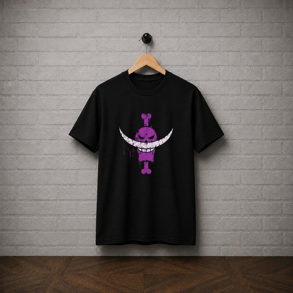 One Piece Whitebeard Pirates Anime T-Shirt, Distressed Jolly Roger Graphic Tee