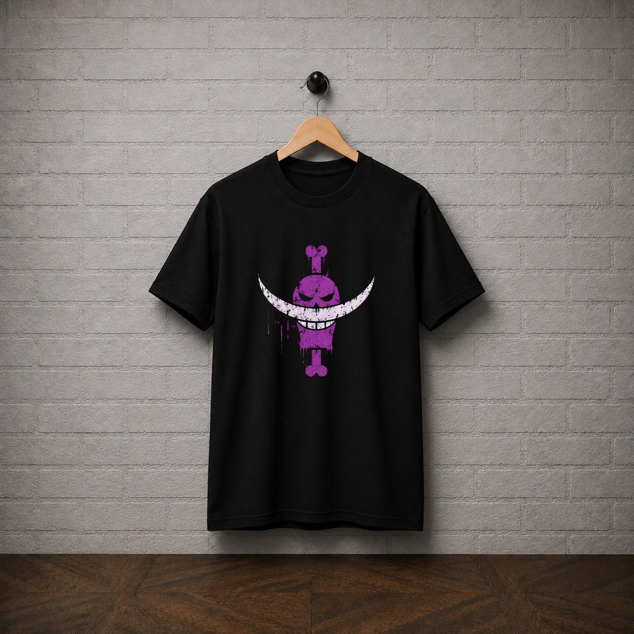 One Piece Whitebeard Pirates Anime T-Shirt, Distressed Jolly Roger Graphic Tee