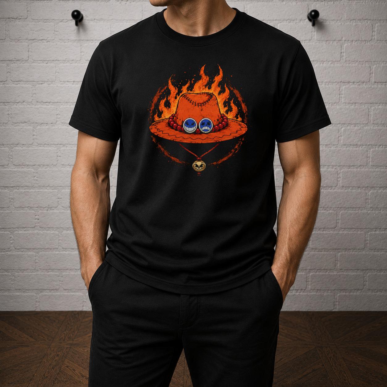Ace Hat T-Shirt, One Piece Shirt, Portgas D Ace Anime Tee, Fire Fist Manga Graphic Shirt