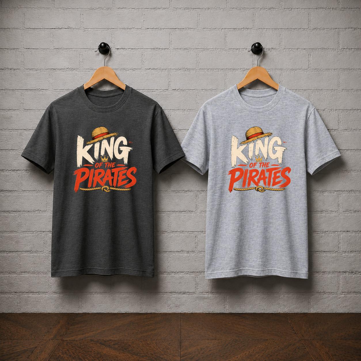 One Piece King of Pirates T-Shirt, Luffy Straw Hat Anime Graphic Tee