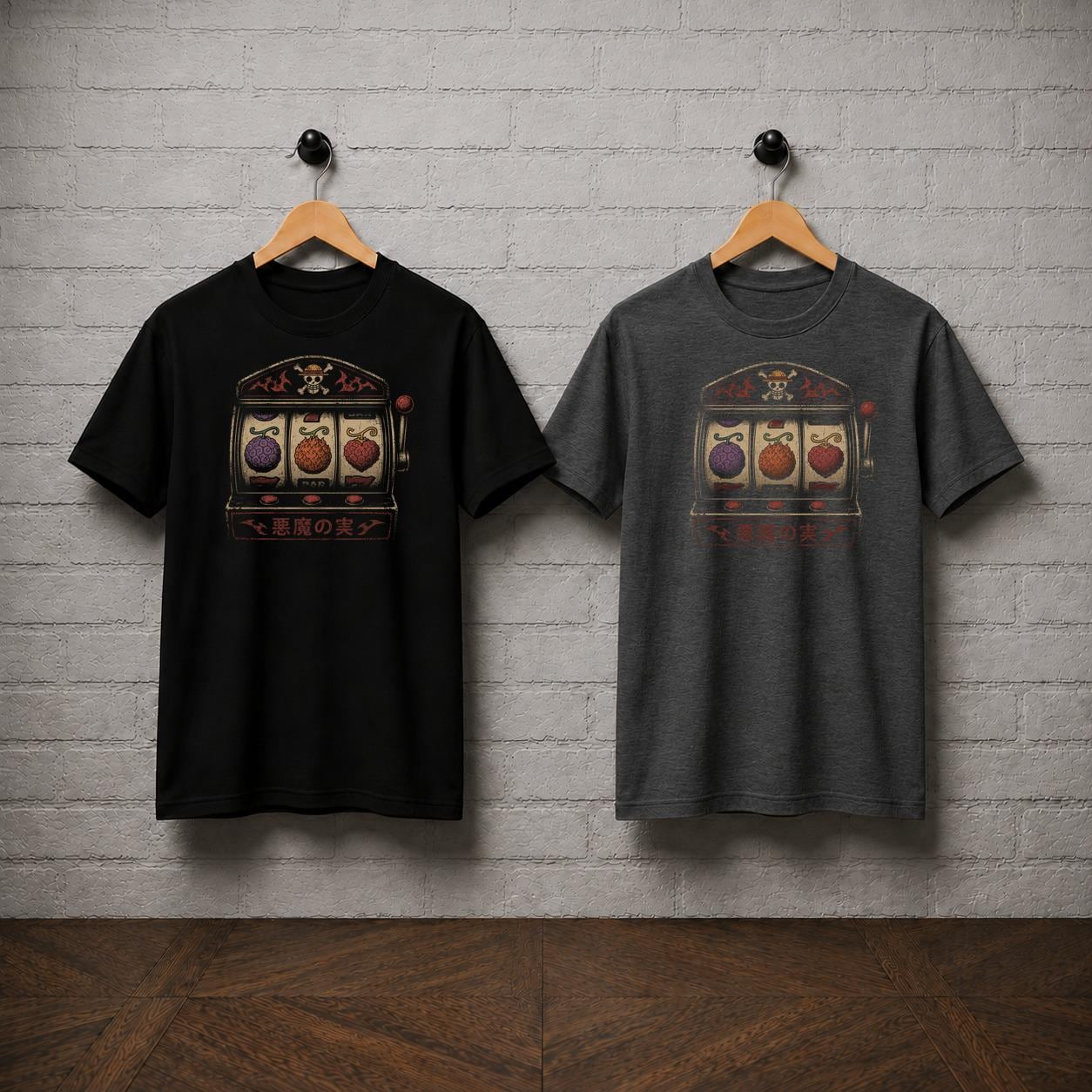 Devil Fruit Slot Machine T-Shirt, One Piece Shirt, Pirate Anime Casino Tee, Gum Gum Fruit Manga Graphic Shirt