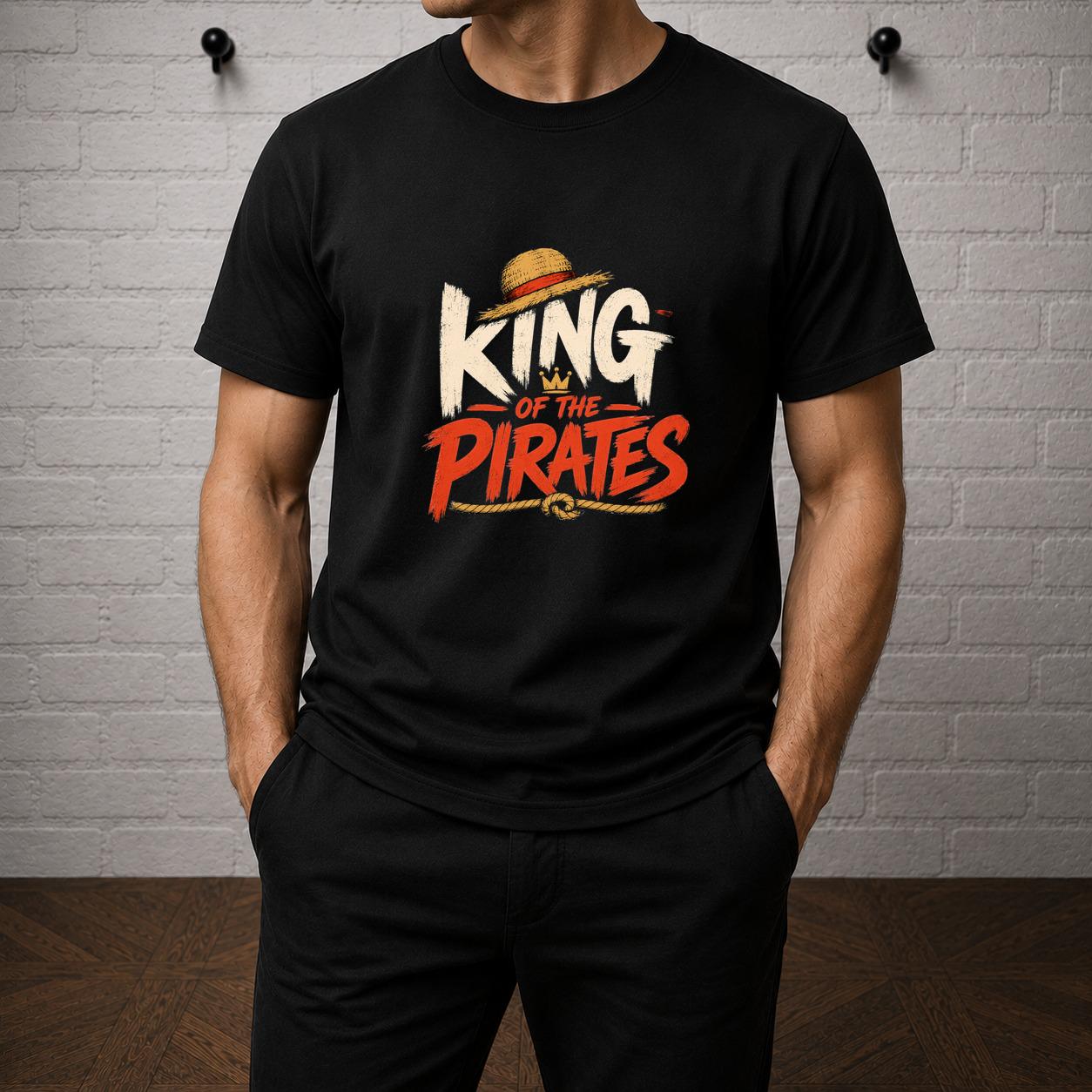 One Piece King of Pirates T-Shirt, Luffy Straw Hat Anime Graphic Tee
