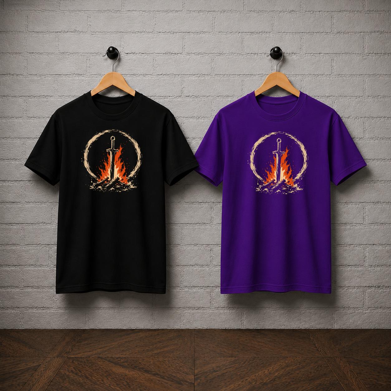 Dark Souls Bonfire T-Shirt, Soulslike Sword Fire Shirt, Rest At Bonfire Graphic Tee