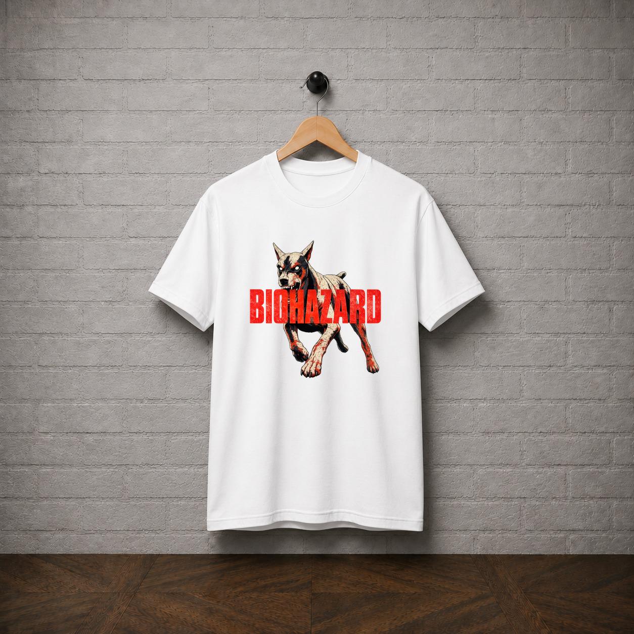 Biohazard Cerberus Dog Horror Graphic T-Shirt, Resident Evil Gamer Tee