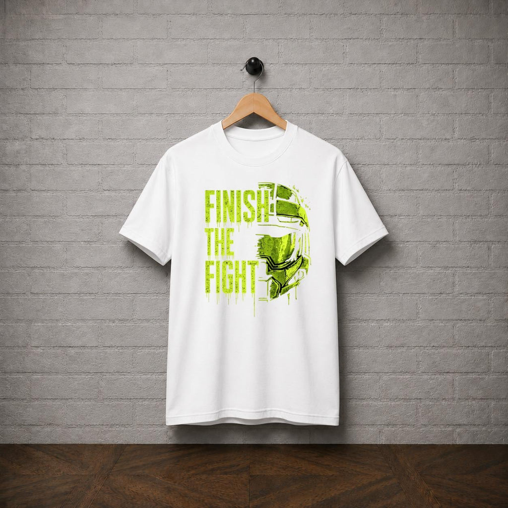 Halo Finish The Fight T-Shirt, Master Chief Spartan Helmet Graphic Tee