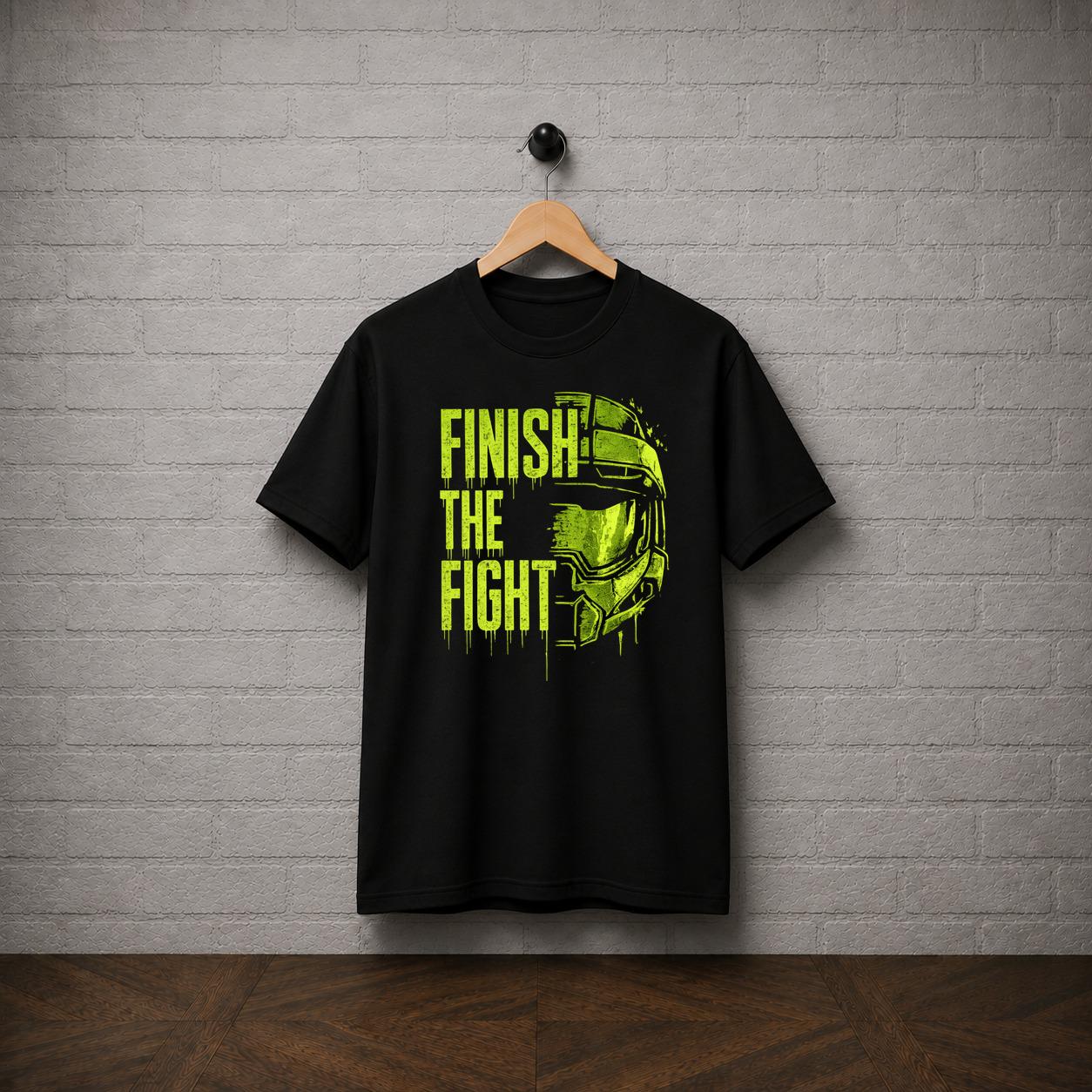 Halo Finish The Fight T-Shirt, Master Chief Spartan Helmet Graphic Tee