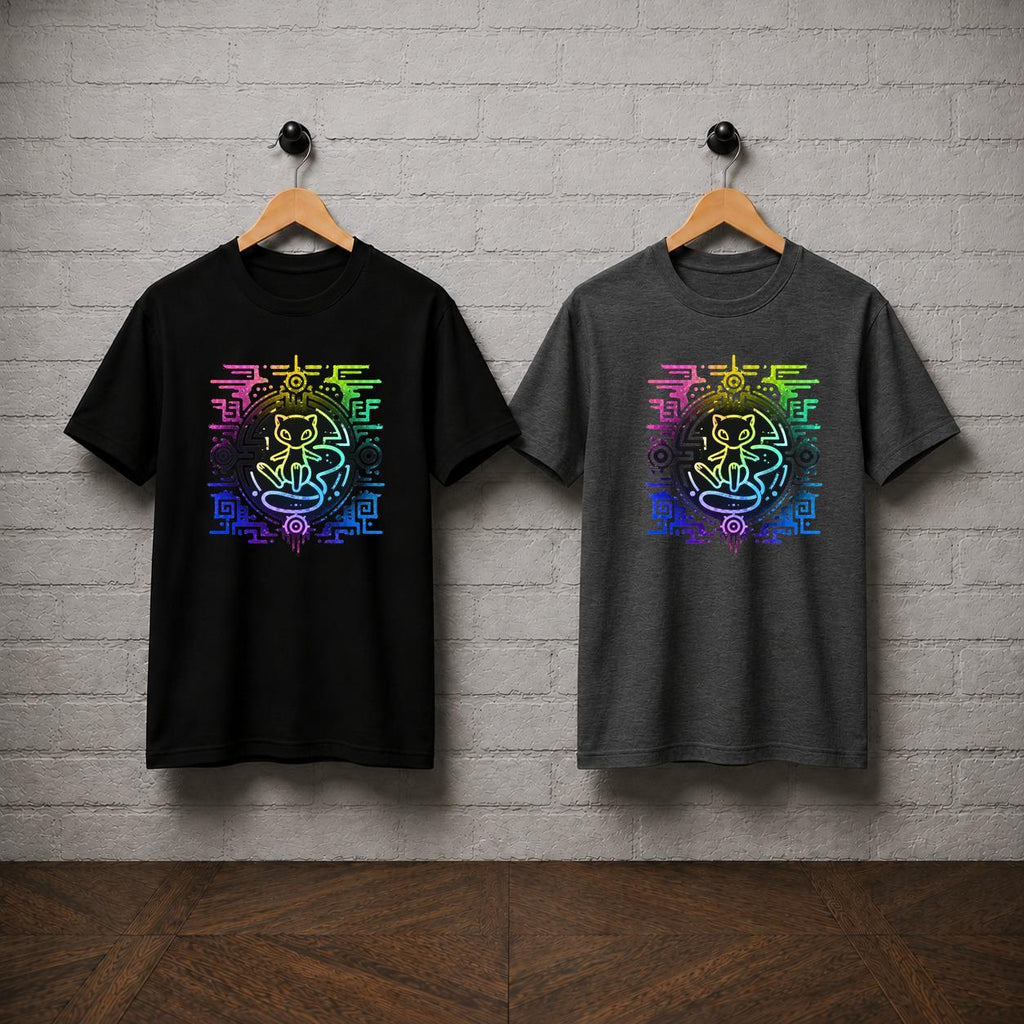 Mew Inspired Neon Anime Graphic T-Shirt