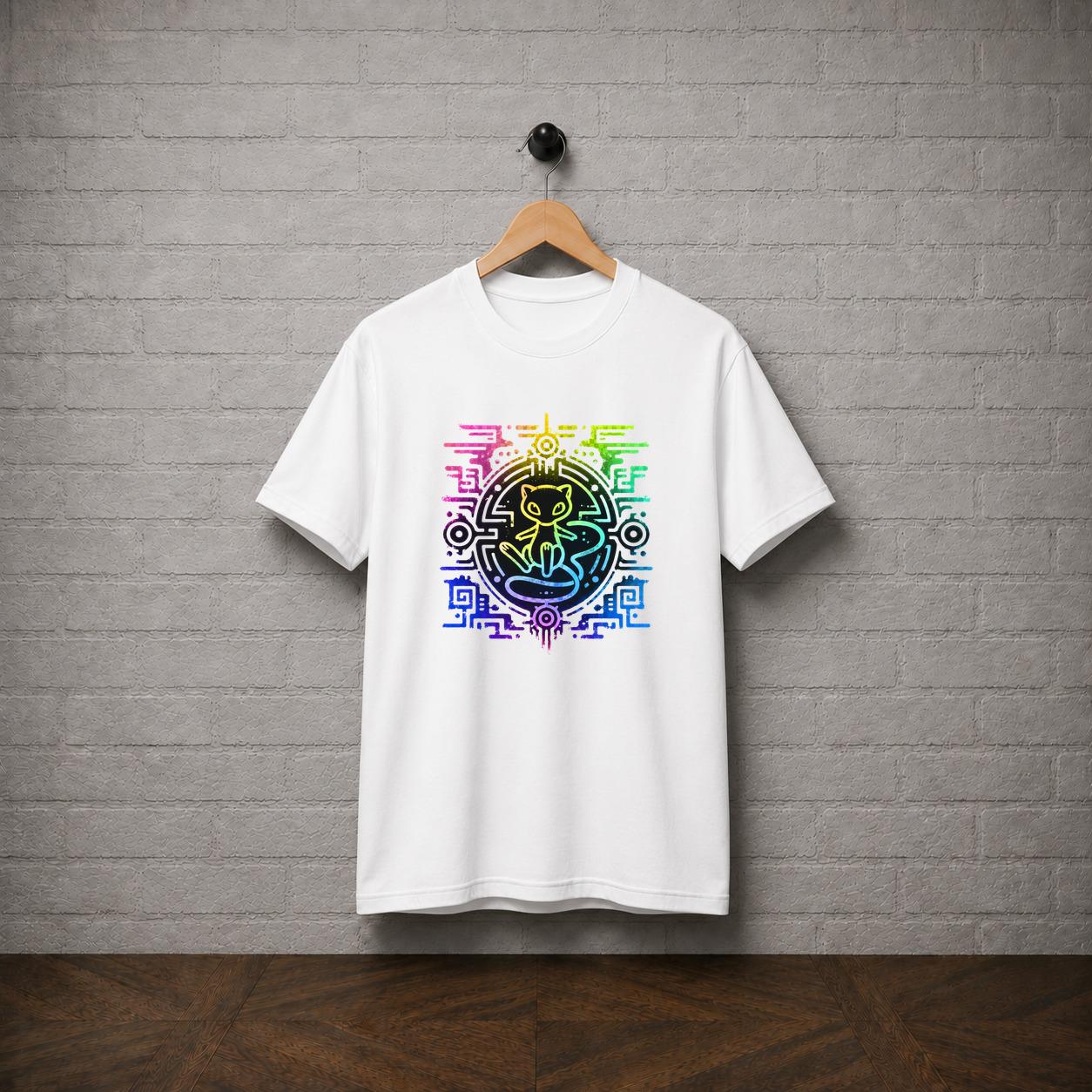 Mew Inspired Neon Anime Graphic T-Shirt