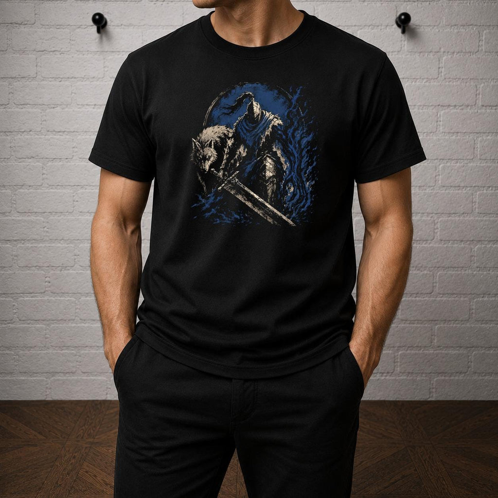 Artorias Sif T-Shirt, Dark Souls Shirt, Knight and Wolf Graphic Tee, Soulslike Dark Fantasy Gamer Gift