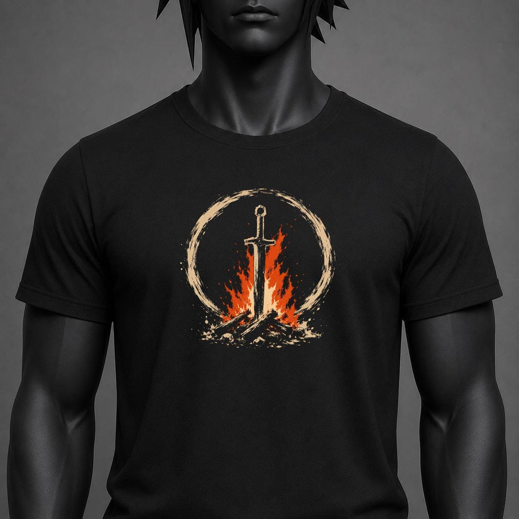 Dark Souls Bonfire T-Shirt, Soulslike Sword Fire Shirt, Rest At Bonfire Graphic Tee