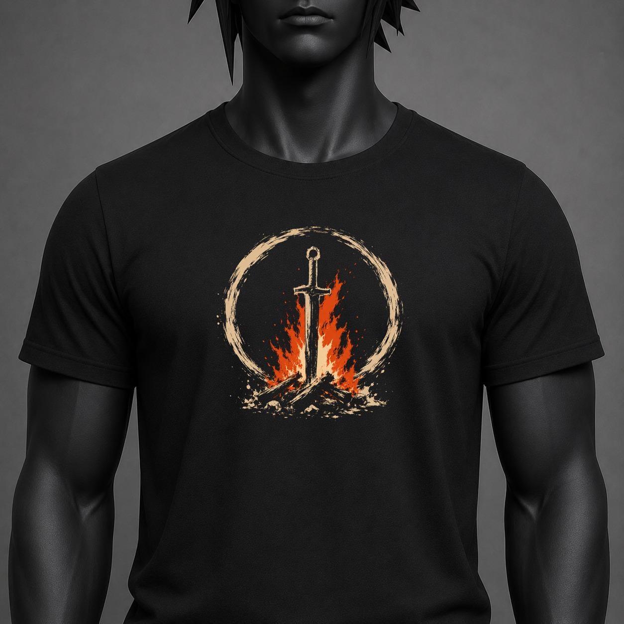 Dark Souls Bonfire T-Shirt, Soulslike Sword Fire Shirt, Rest At Bonfire Graphic Tee
