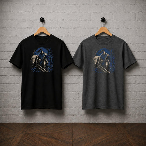 Artorias Sif T-Shirt, Dark Souls Shirt, Knight and Wolf Graphic Tee, Soulslike Dark Fantasy Gamer Gift