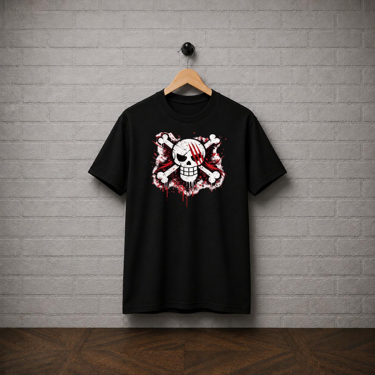 Red Hair Pirates T-Shirt, One Piece Anime Graphic Tee, Skull Manga Shirt