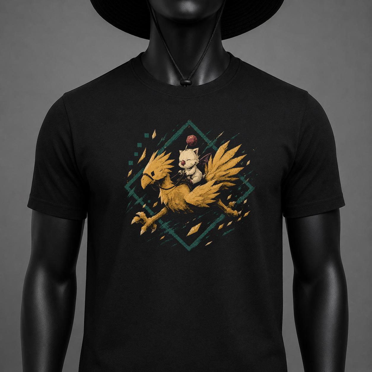 Chocobo Moogle T-Shirt, Final Fantasy Shirt, Choco Mog Summon JRPG Graphic Tee, Retro PlayStation