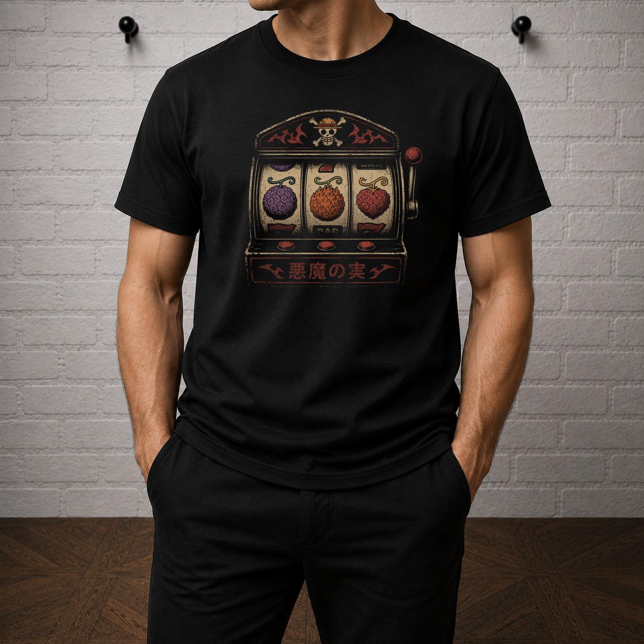 Devil Fruit Slot Machine T-Shirt, One Piece Shirt, Pirate Anime Casino Tee, Gum Gum Fruit Manga Graphic Shirt