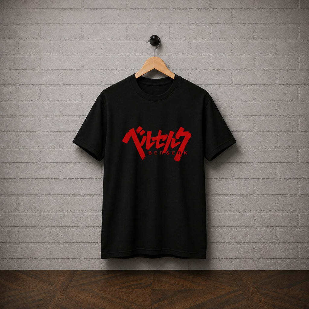 Berserk Logo T-Shirt, Guts Manga Shirt, Red Japanese Anime Tee, Dark Fantasy Graphic Shirt