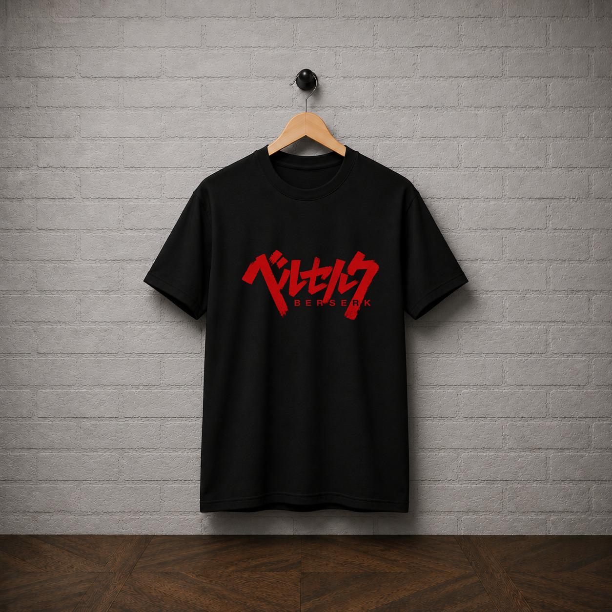 Berserk Logo T-Shirt, Guts Manga Shirt, Red Japanese Anime Tee, Dark Fantasy Graphic Shirt