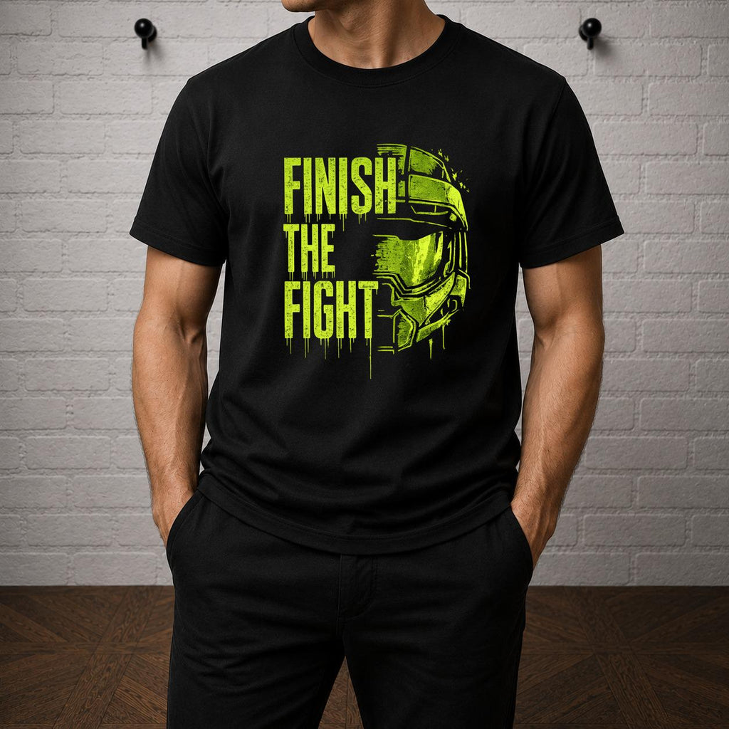 Halo Finish The Fight T-Shirt, Master Chief Spartan Helmet Graphic Tee