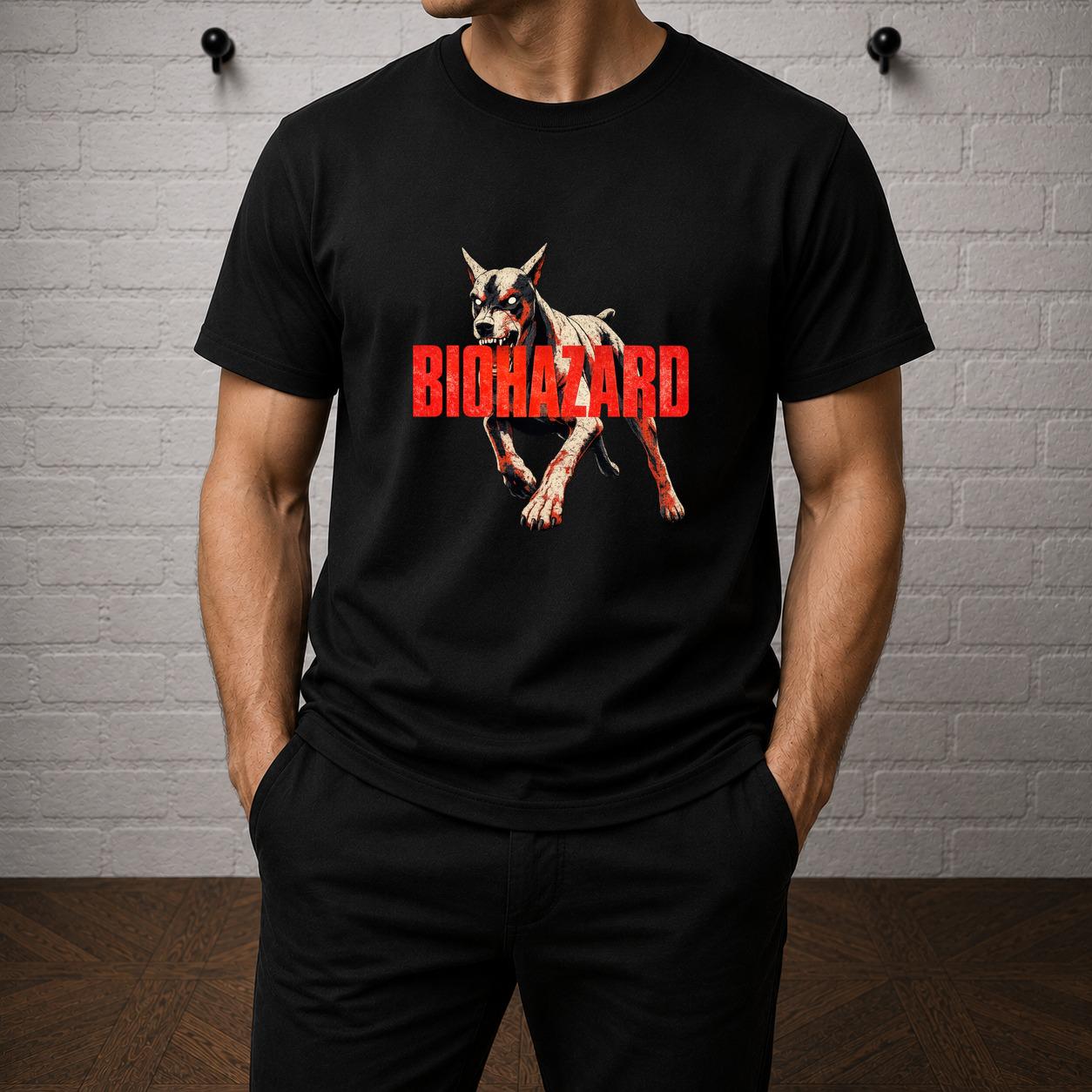 Biohazard Cerberus Dog Horror Graphic T-Shirt, Resident Evil Gamer Tee