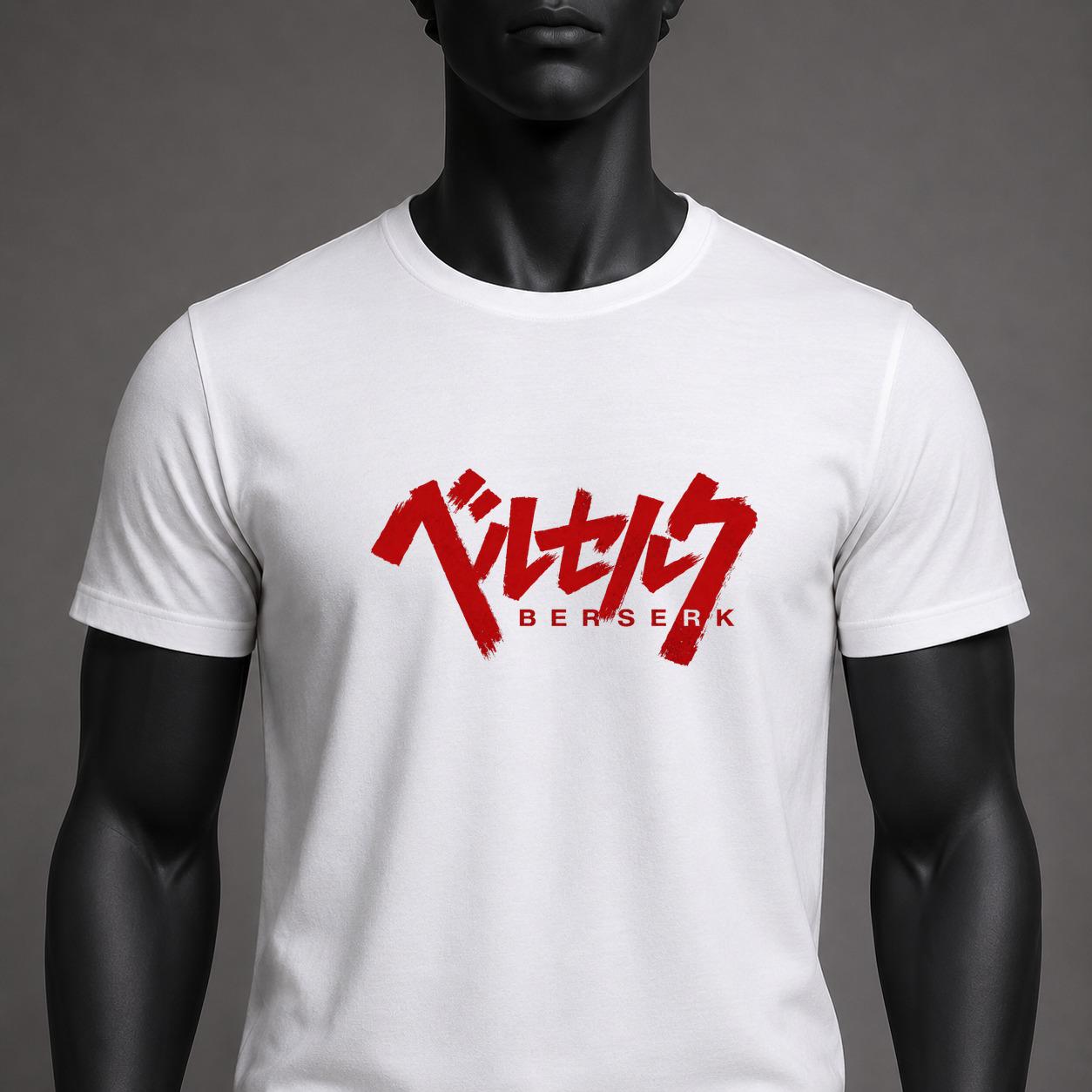Berserk Logo T-Shirt, Guts Manga Shirt, Red Japanese Anime Tee, Dark Fantasy Graphic Shirt