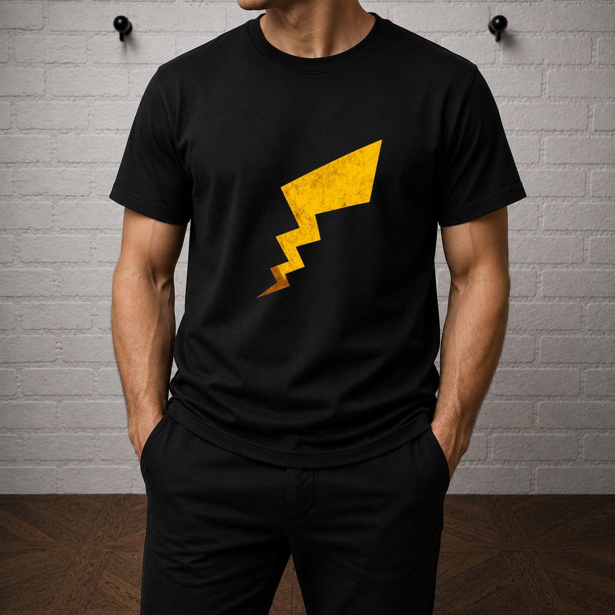 Pika Tail T-Shirt, Minimalist Electric Mouse Anime Tee, Gamer Streetwear