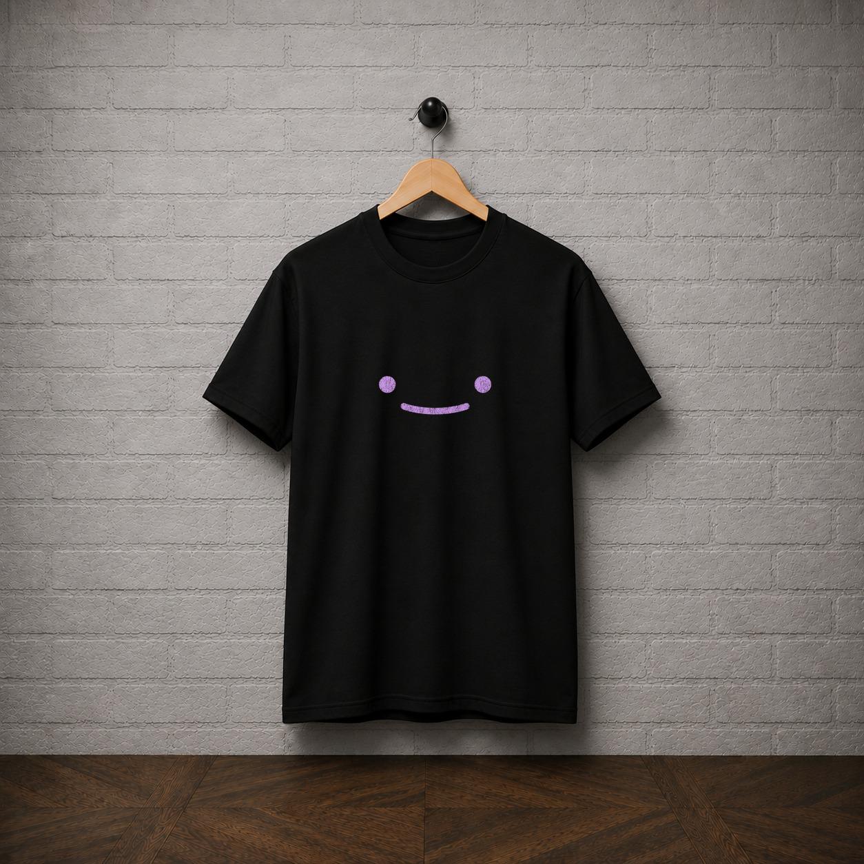 Ditto Inspired Minimalist T-Shirt, Purple Smile Graphic Tee, Anime Gamer Apparel