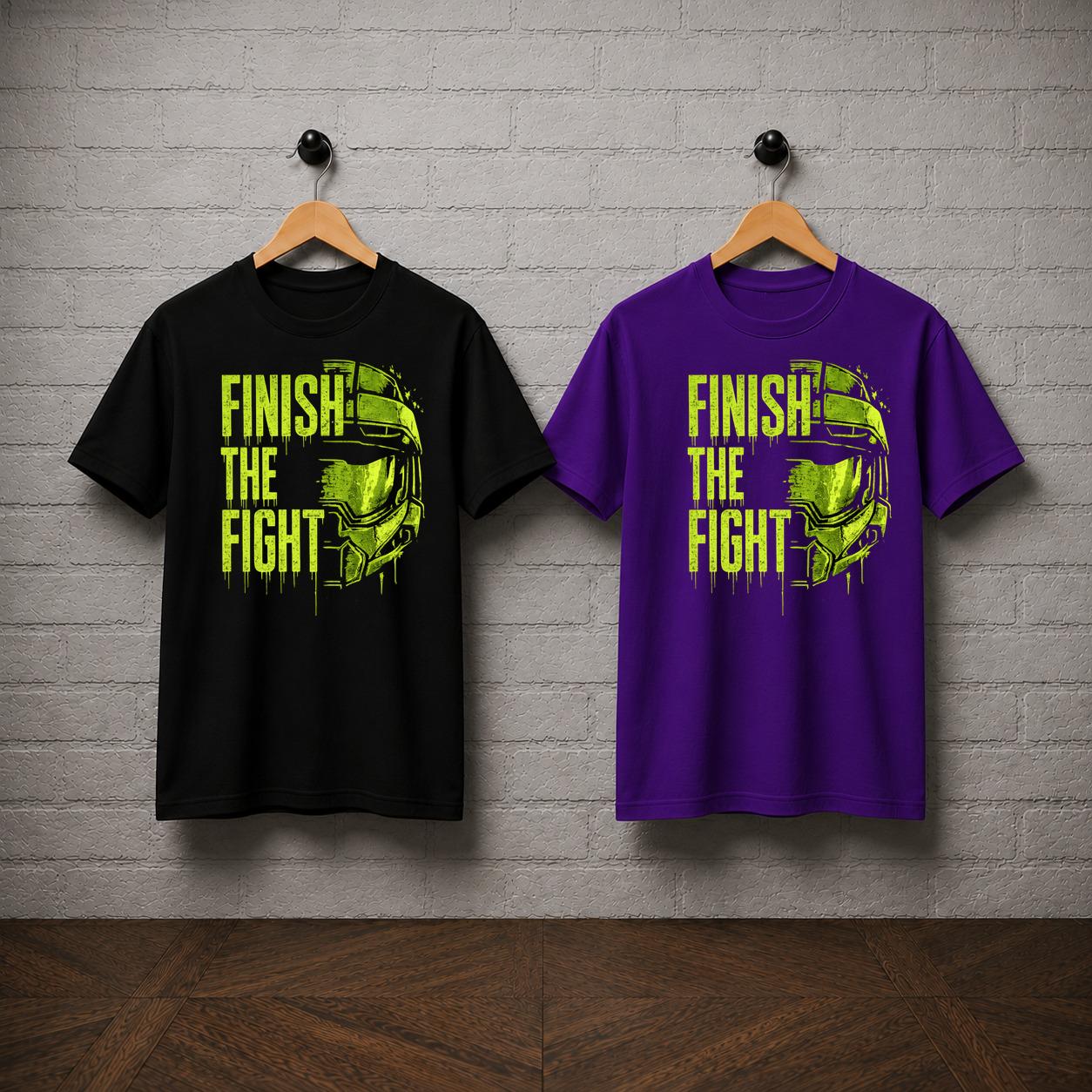 Halo Finish The Fight T-Shirt, Master Chief Spartan Helmet Graphic Tee