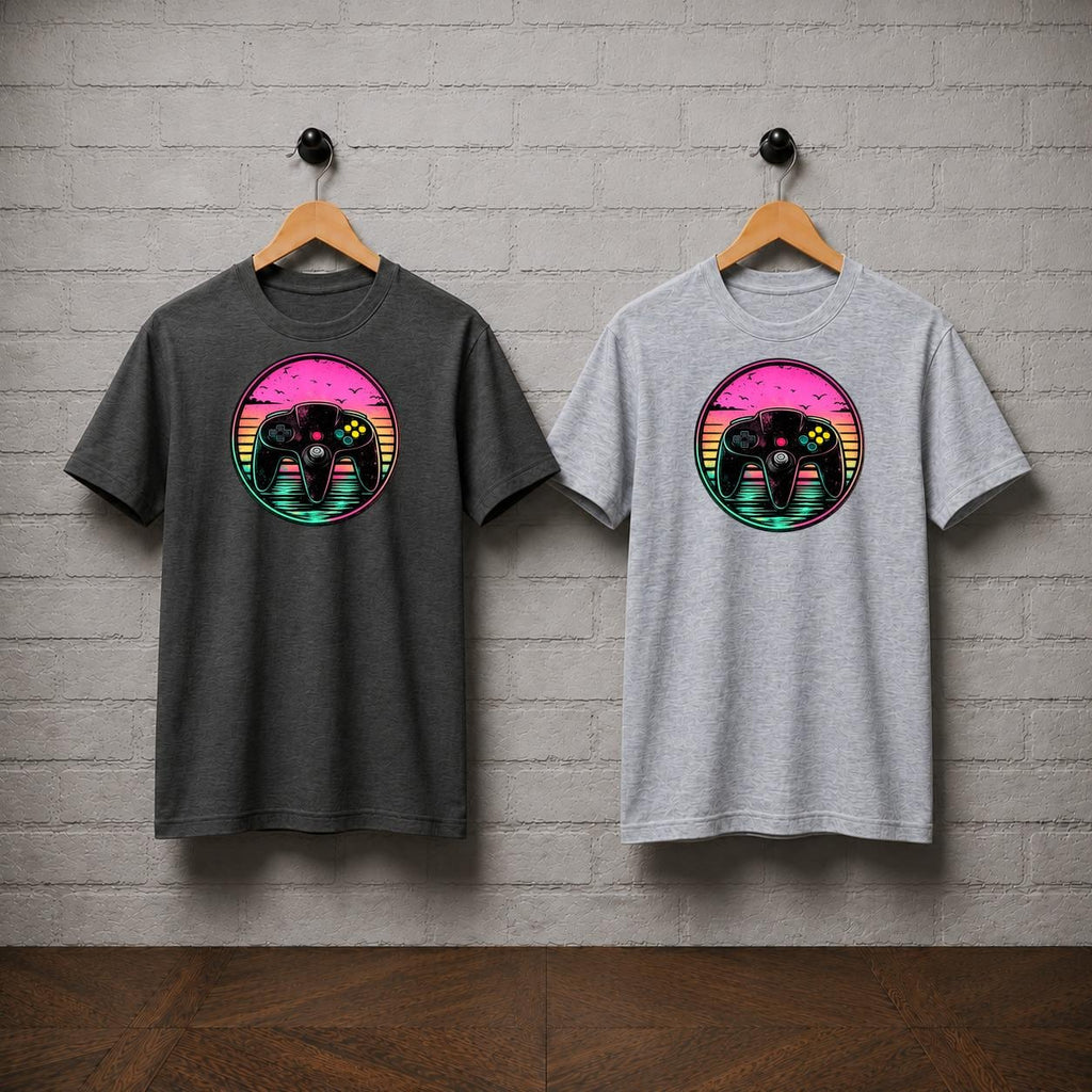 Nintendo 64 Controller T-Shirt, Retro N64 Vaporwave Sunset Gaming Tee