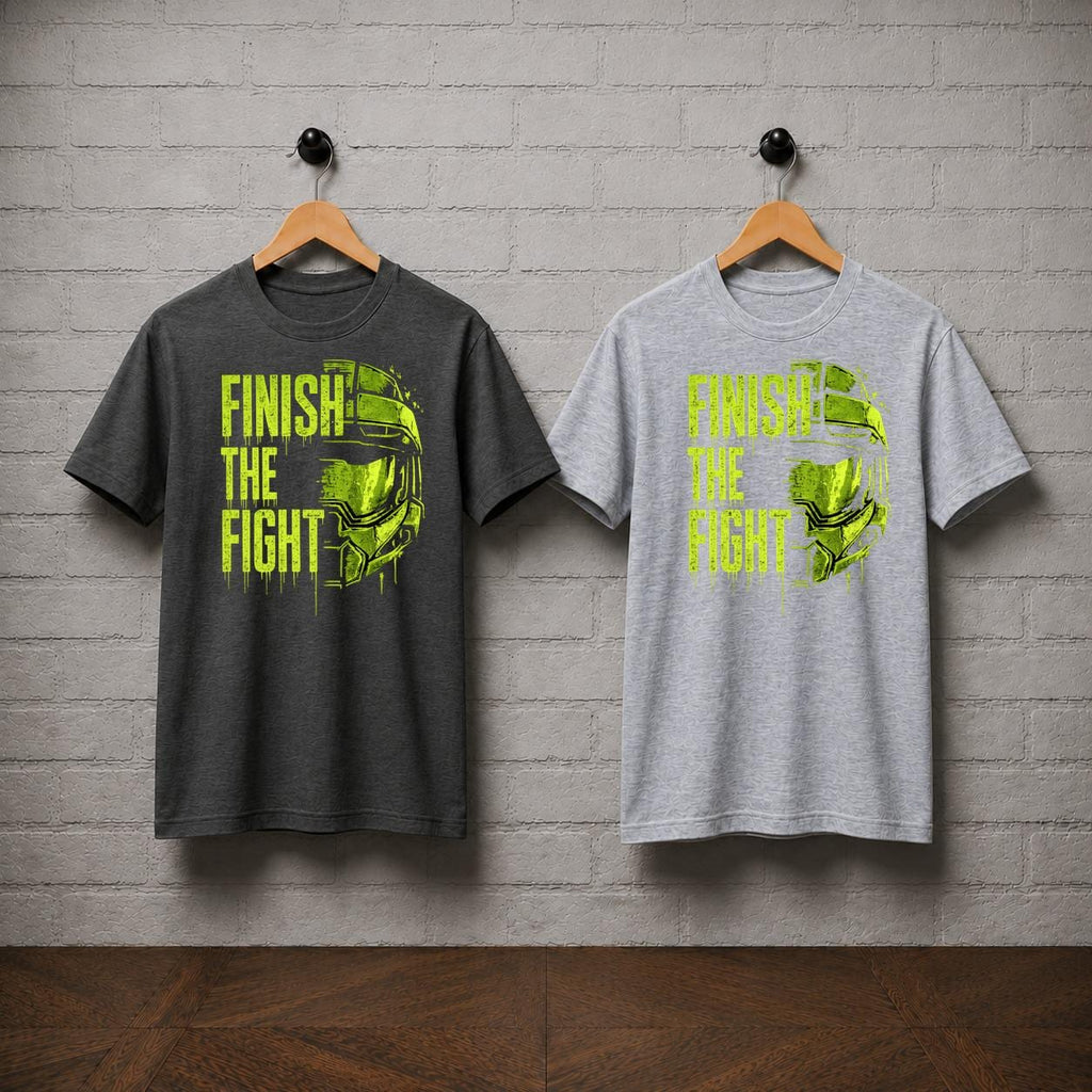 Halo Finish The Fight T-Shirt, Master Chief Spartan Helmet Graphic Tee