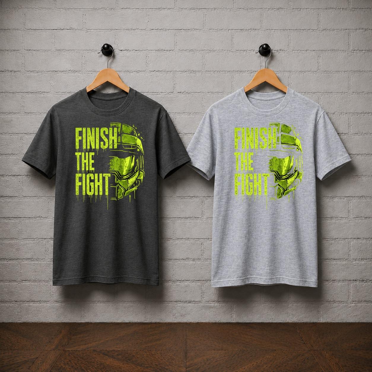 Halo Finish The Fight T-Shirt, Master Chief Spartan Helmet Graphic Tee