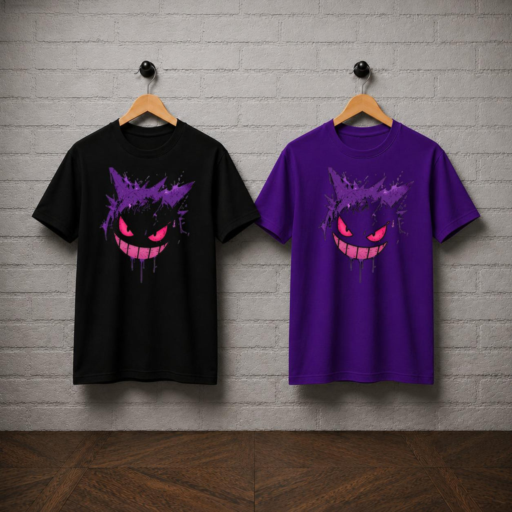 Gengar T-Shirt, Spooky Ghost Type Anime Graphic Tee, Gamer Streetwear