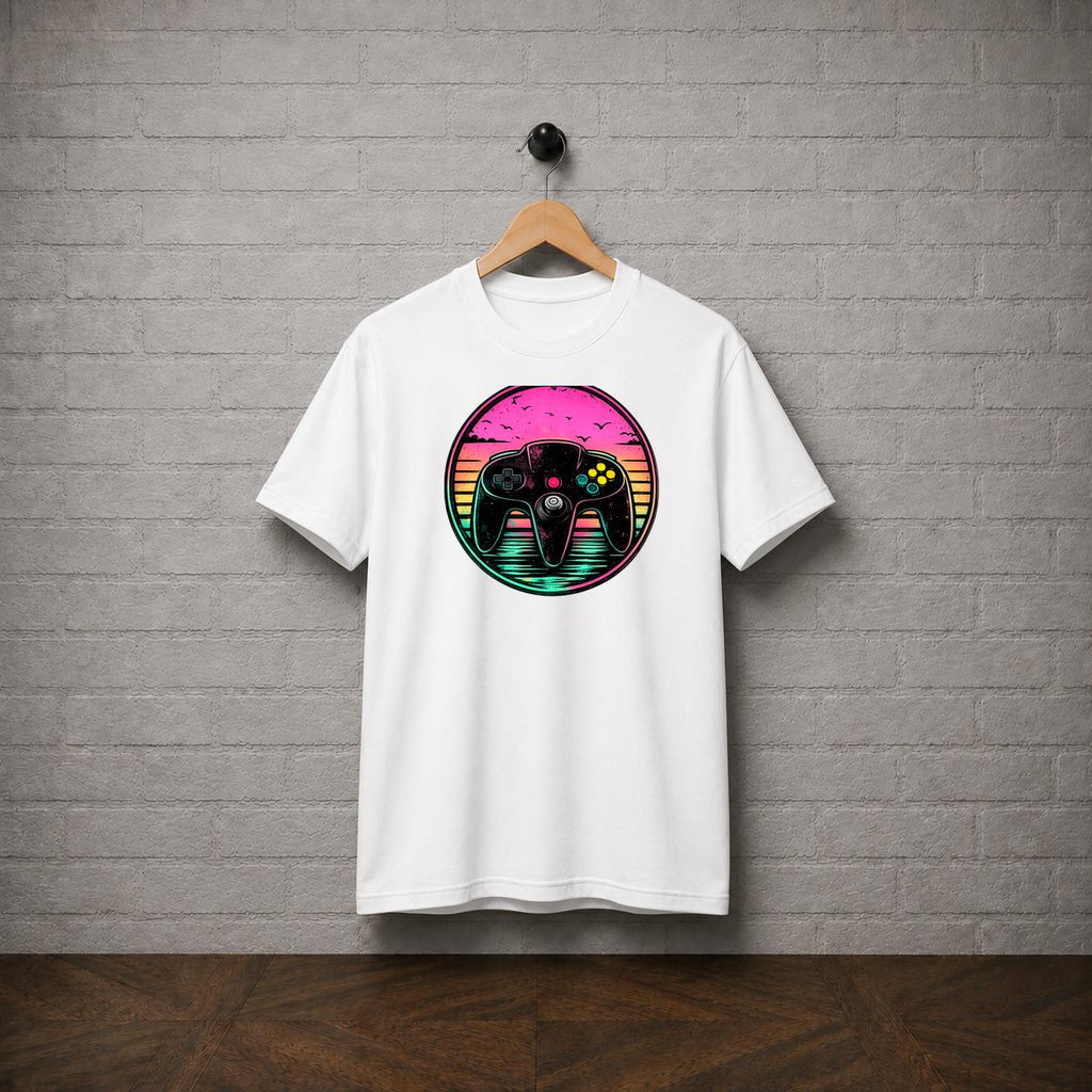 Nintendo 64 Controller T-Shirt, Retro N64 Vaporwave Sunset Gaming Tee