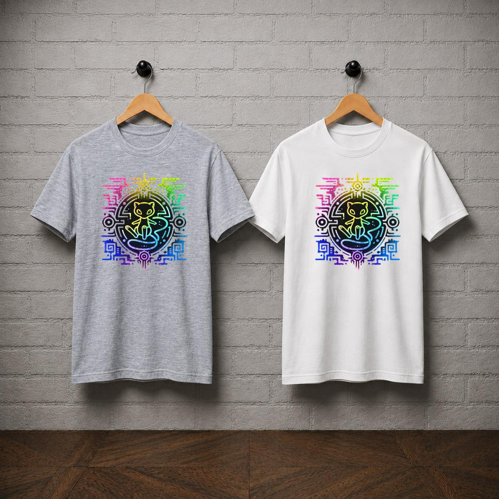 Mew Inspired Neon Anime Graphic T-Shirt
