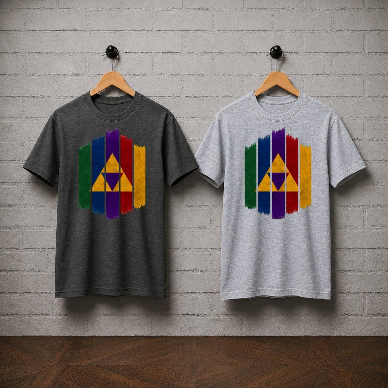 Zelda Triforce T-Shirt, Geometric Brushstroke Gaming Tee, Hyrule Retro Gamer Apparel