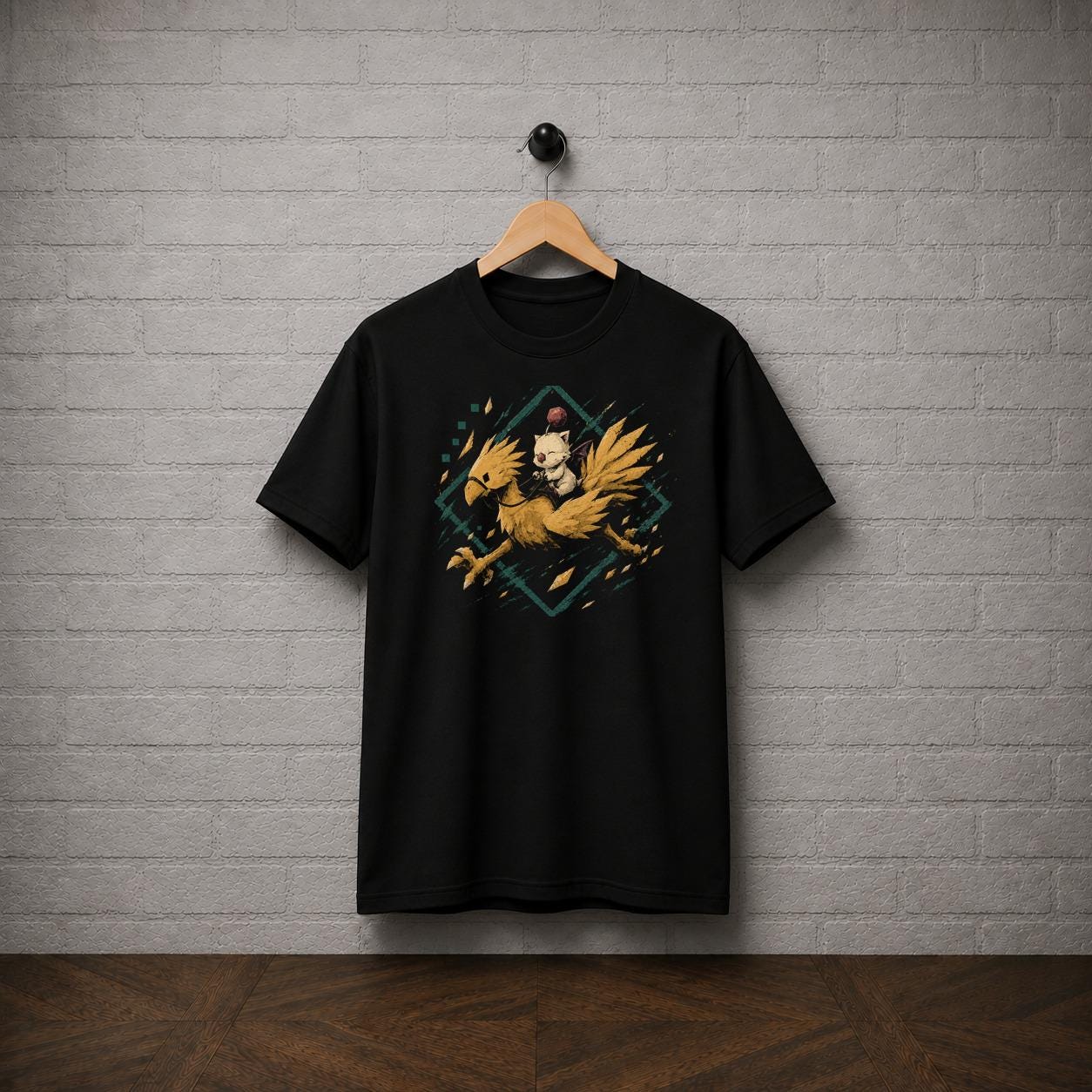 Chocobo Moogle T-Shirt, Final Fantasy Shirt, Choco Mog Summon JRPG Graphic Tee, Retro PlayStation