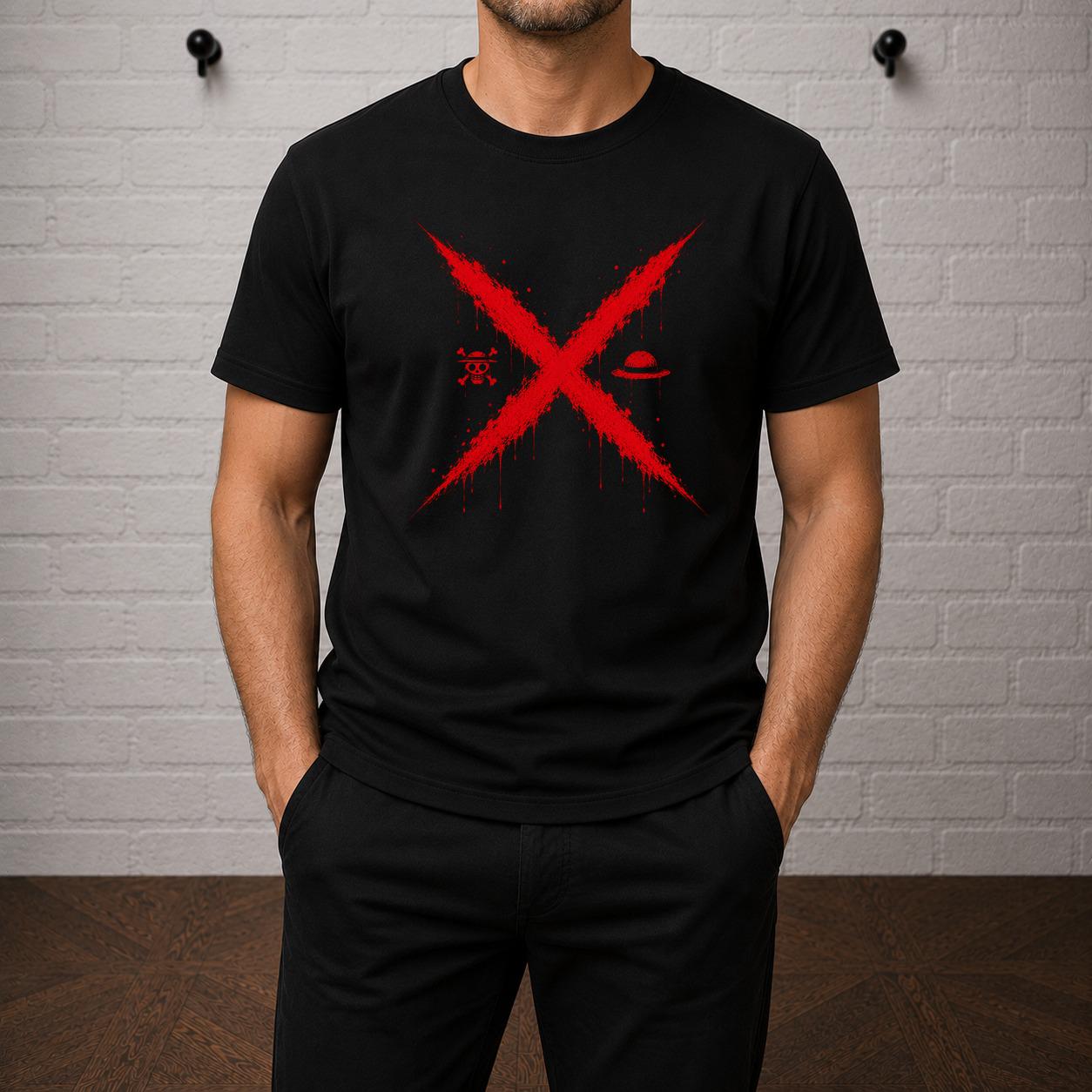Luffy Scar T-Shirt, One Piece Anime Graphic Tee, Straw Hat Pirate Streetwear