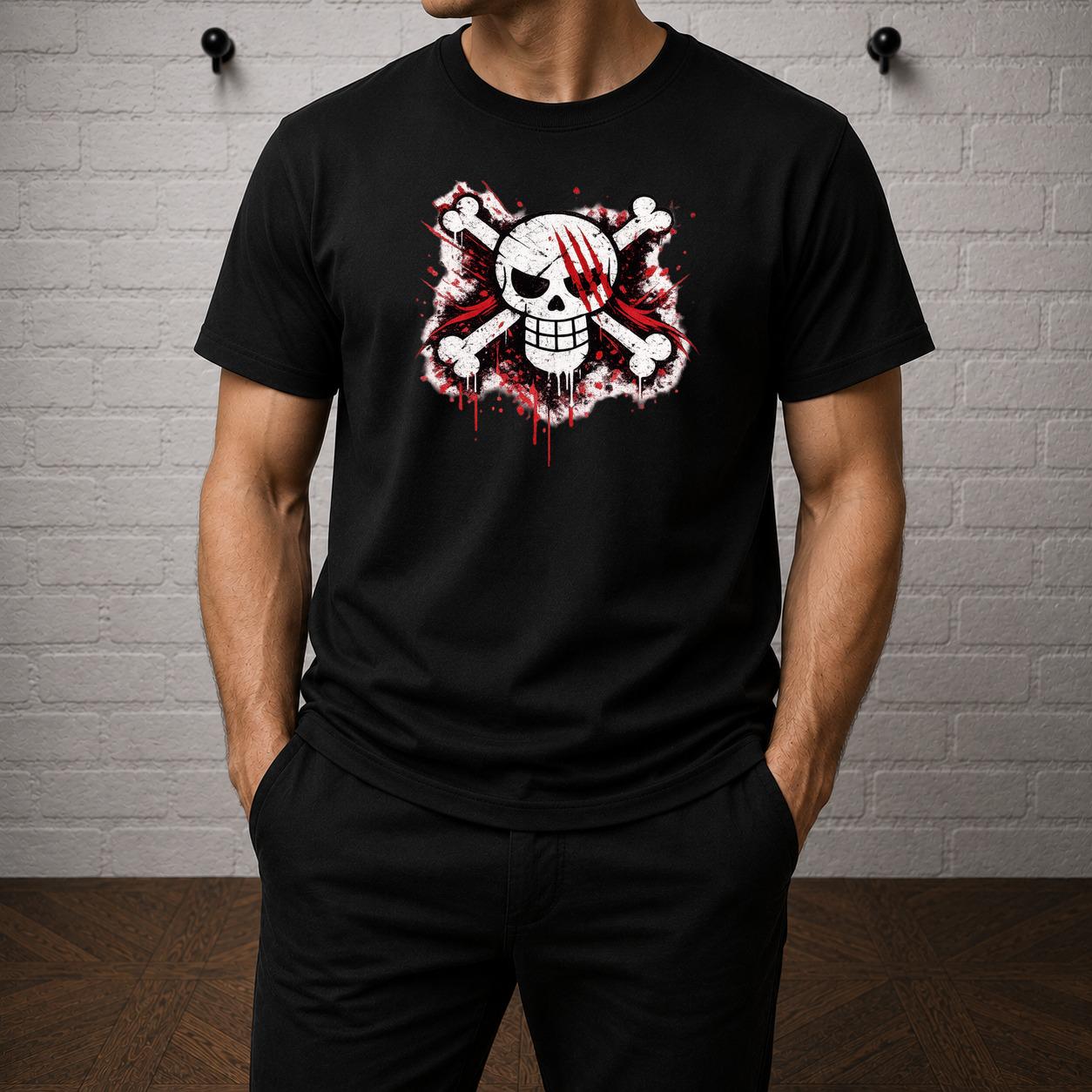Red Hair Pirates T-Shirt, One Piece Anime Graphic Tee, Skull Manga Shirt