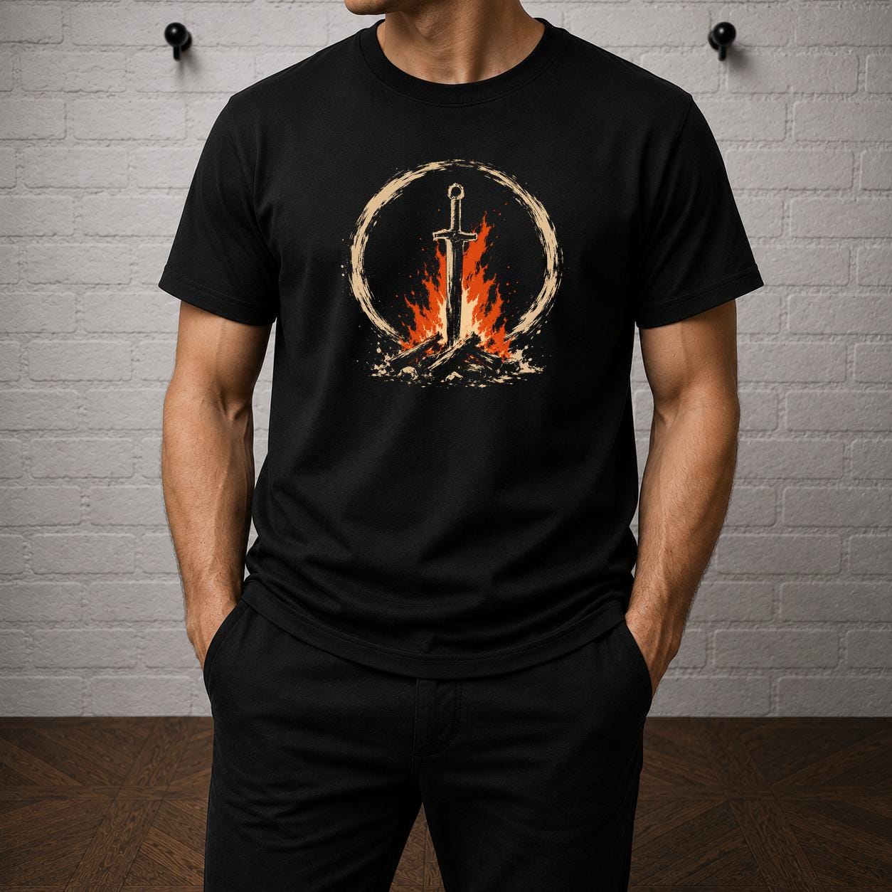 Dark Souls Bonfire T-Shirt, Soulslike Sword Fire Shirt, Rest At Bonfire Graphic Tee