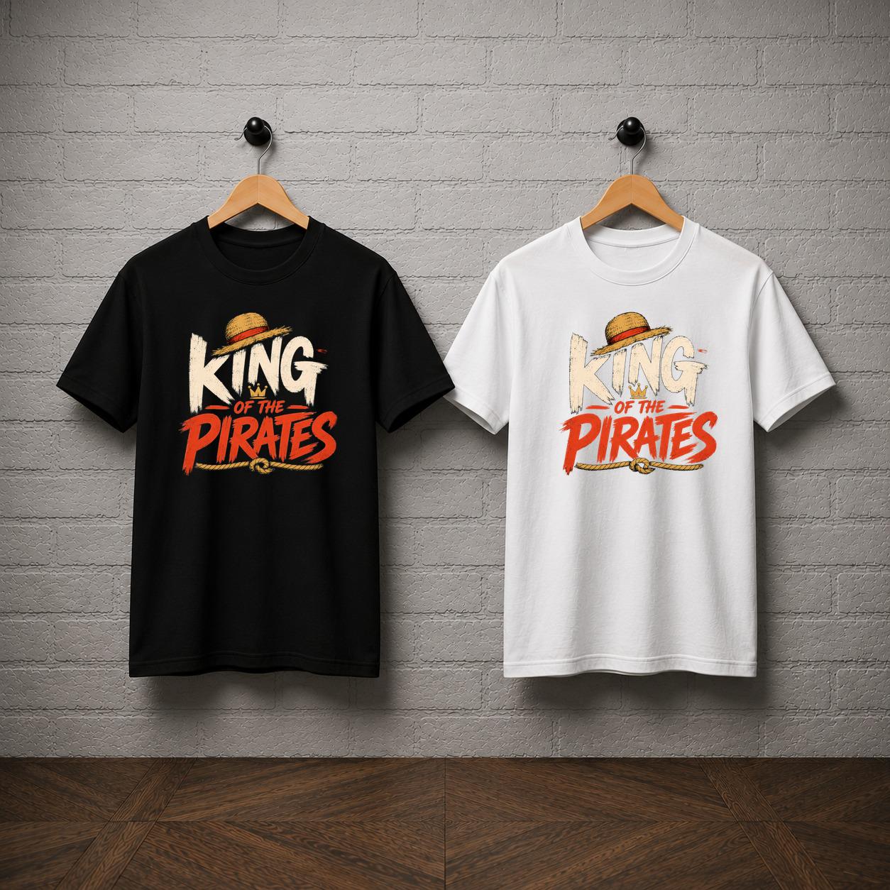 One Piece King of Pirates T-Shirt, Luffy Straw Hat Anime Graphic Tee