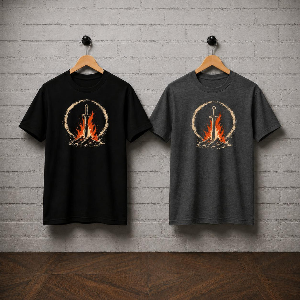 Dark Souls Bonfire T-Shirt, Soulslike Sword Fire Shirt, Rest At Bonfire Graphic Tee