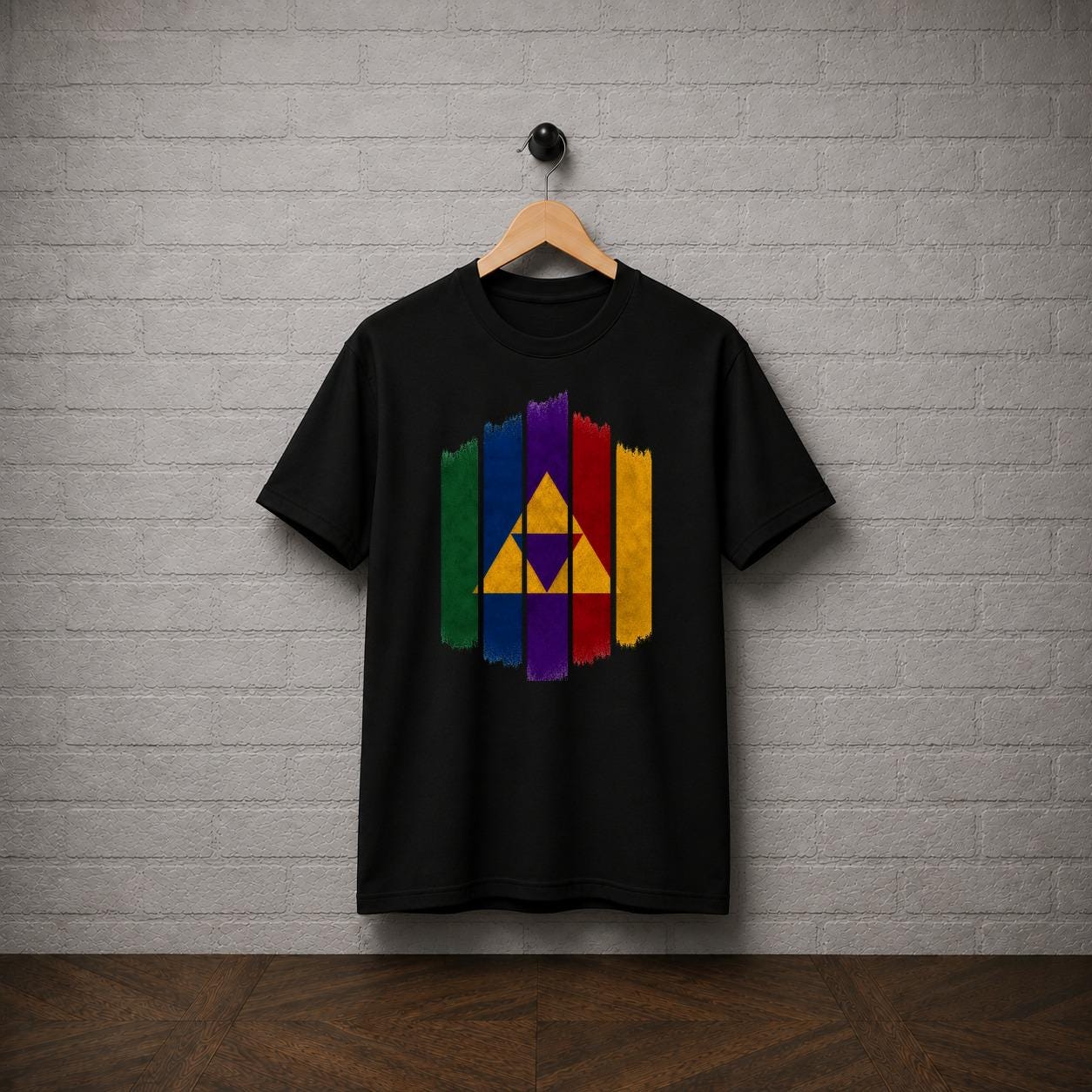Zelda Triforce T-Shirt, Geometric Brushstroke Gaming Tee, Hyrule Retro Gamer Apparel